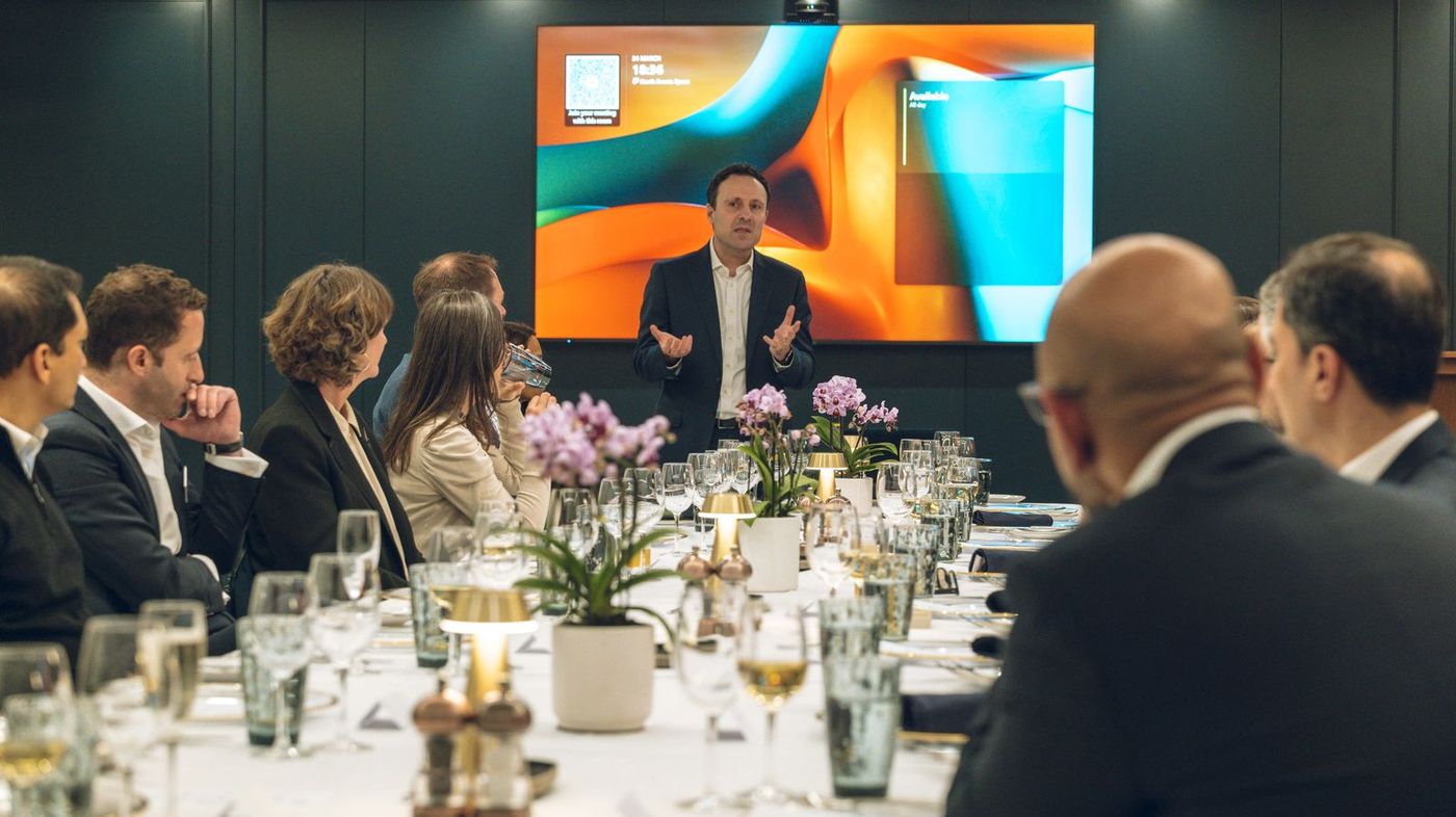 Andrea Petrone hosting a dinner roundtable with CEOs